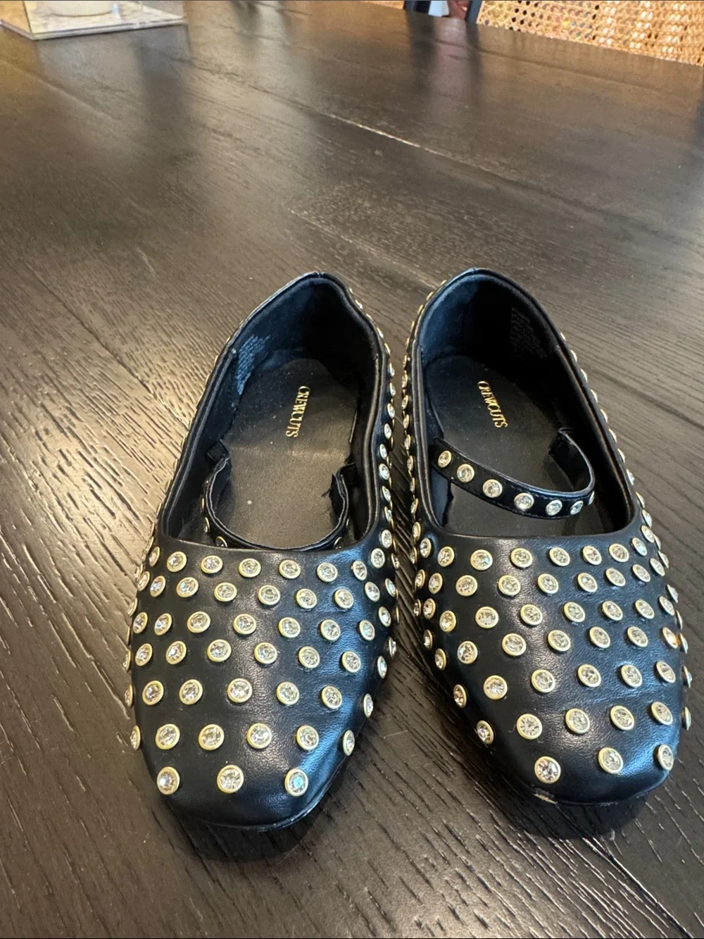 Crewcuts / J Crew Black Mary Jane Flats with Gold Stud Detailing
